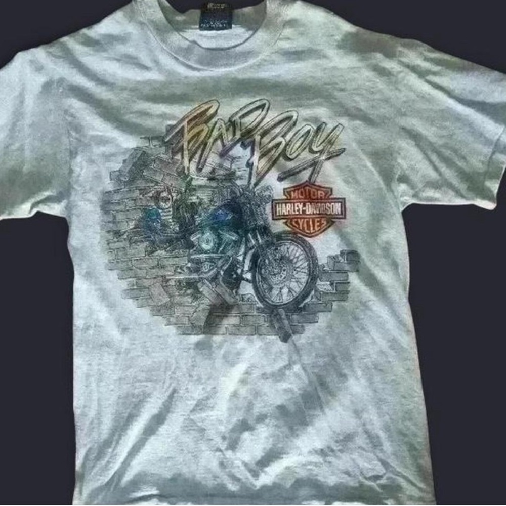 Vintage 1995 Harley-Davidson Bad Boy Graphic Tee - Gray